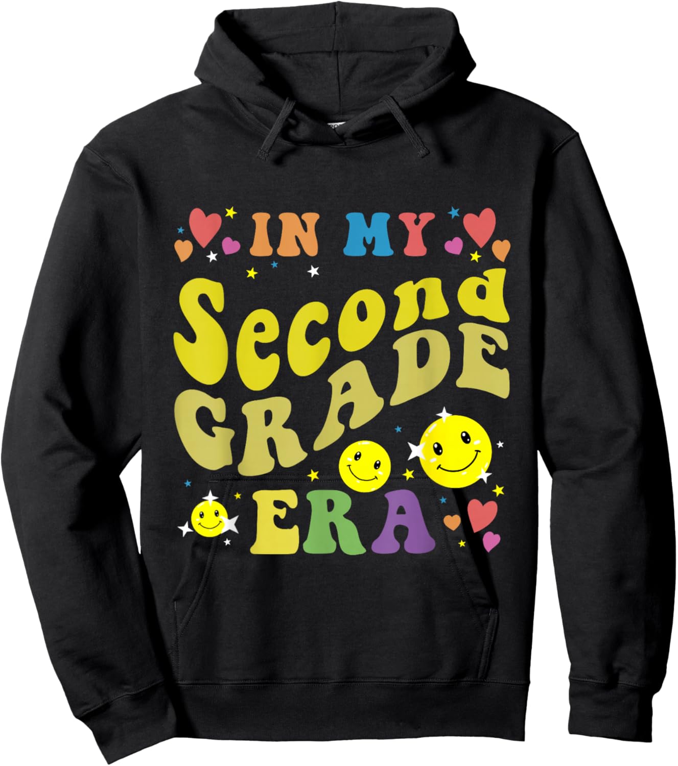 In My Second Grade Era Groovy 2nd Grade Back To School Kids Hoodie - Hoodie | Black
