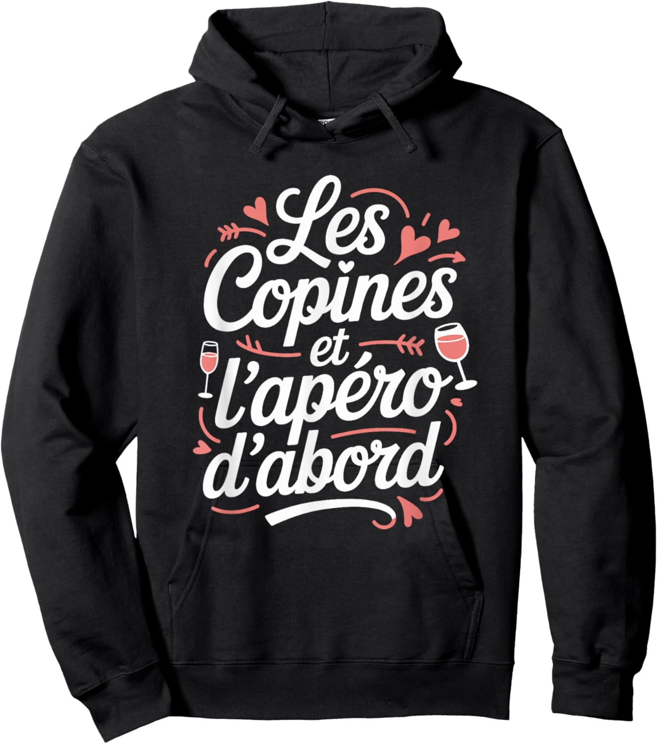 Women's Aperitif Humour Girlfriends and the Aperitif First Hoodie - Hoodie | Black