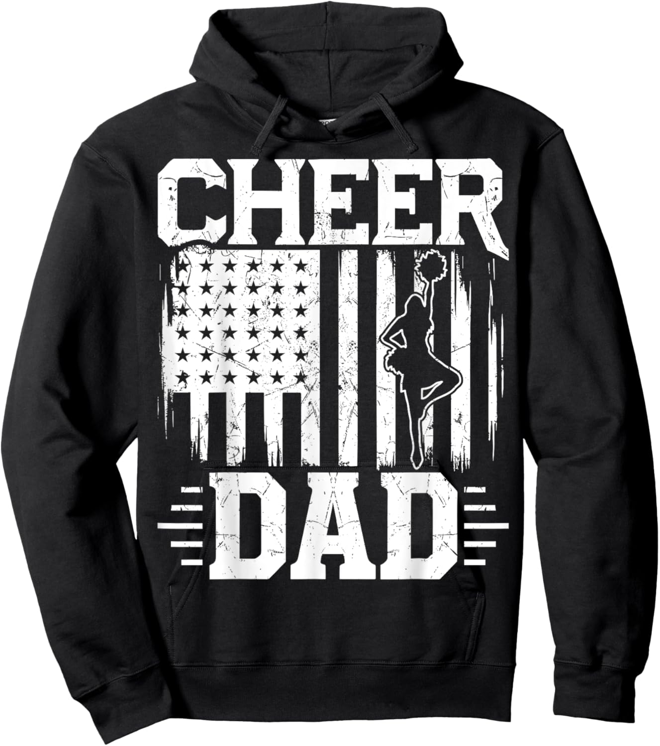 Cheer Dad - Cheerleading Dad USA Flag July 4th Cheerleader Hoodie - Hoodie | Black
