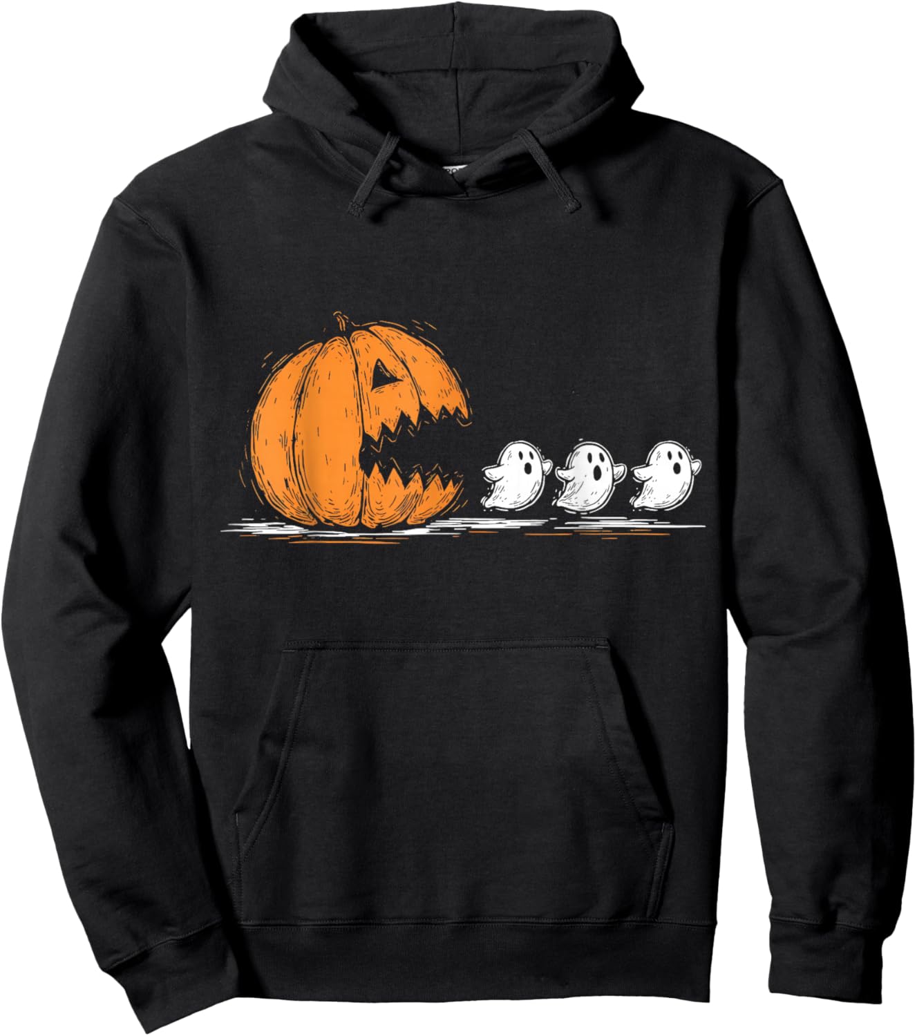 Halloween Funny Gamer Pumpkin Eating Ghost Spooky Men Women Hoodie - Hoodie | Black