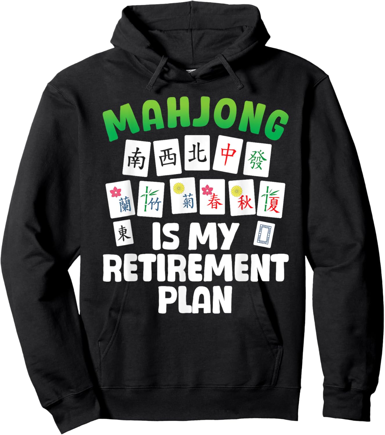 Funny Mahjong Art Women Retirement Mahjong Player Hoodie - Hoodie | Black