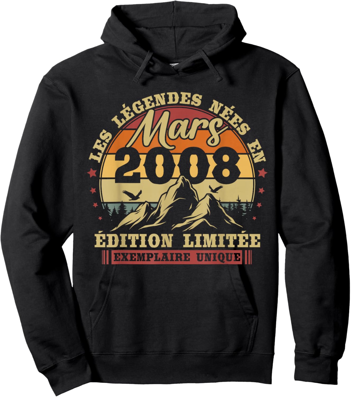 Vintage March 2008 Birthday Gift 18 Years Boys Girls Hoodie - Hoodie | Black