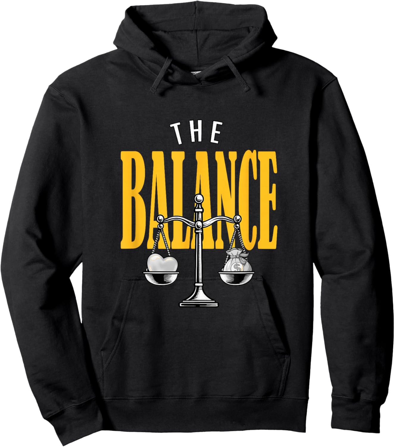 University Varsity-Gold Color Love Money Balance Yellow Hoodie - Hoodie | Black