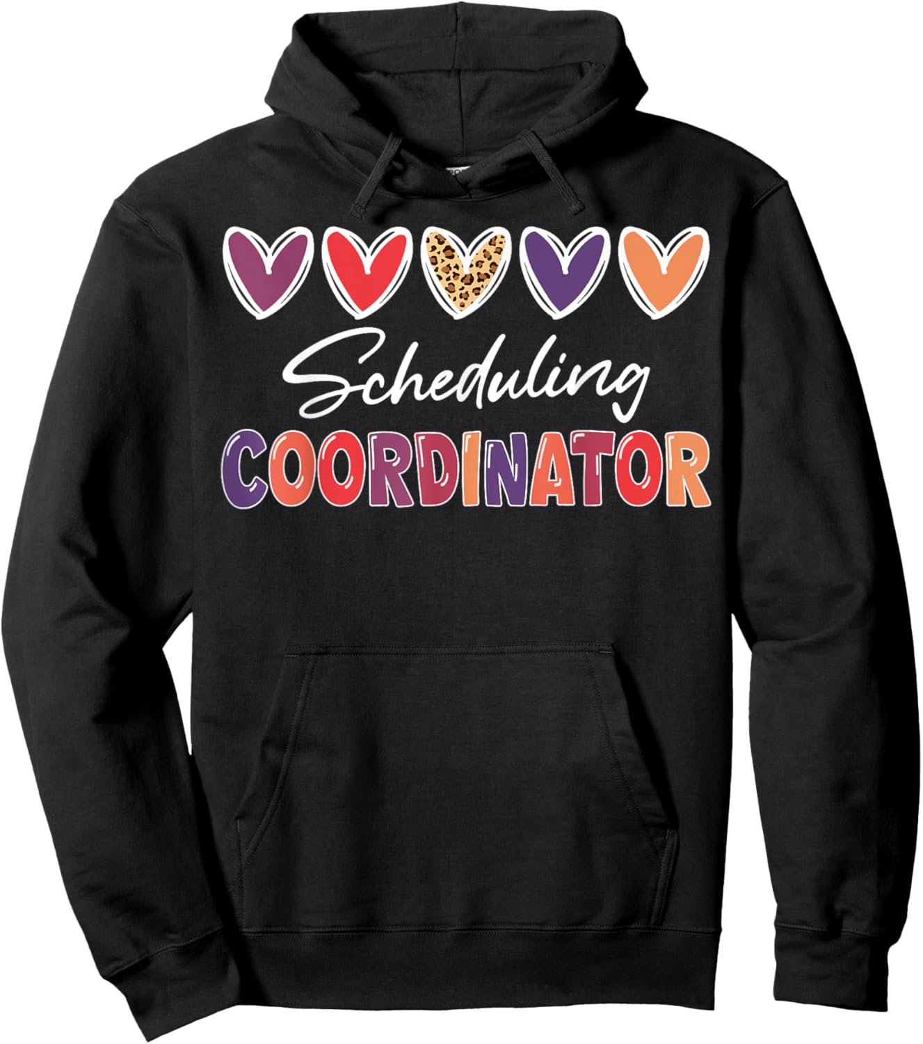 Scheduling Coordinator Heart Leopard Hoodie - Hoodie | Black