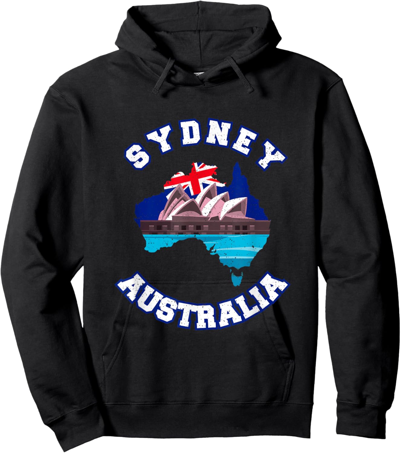 The Sydney Opera House And Australian Flag In Australian Map Hoodie - Hoodie | Black