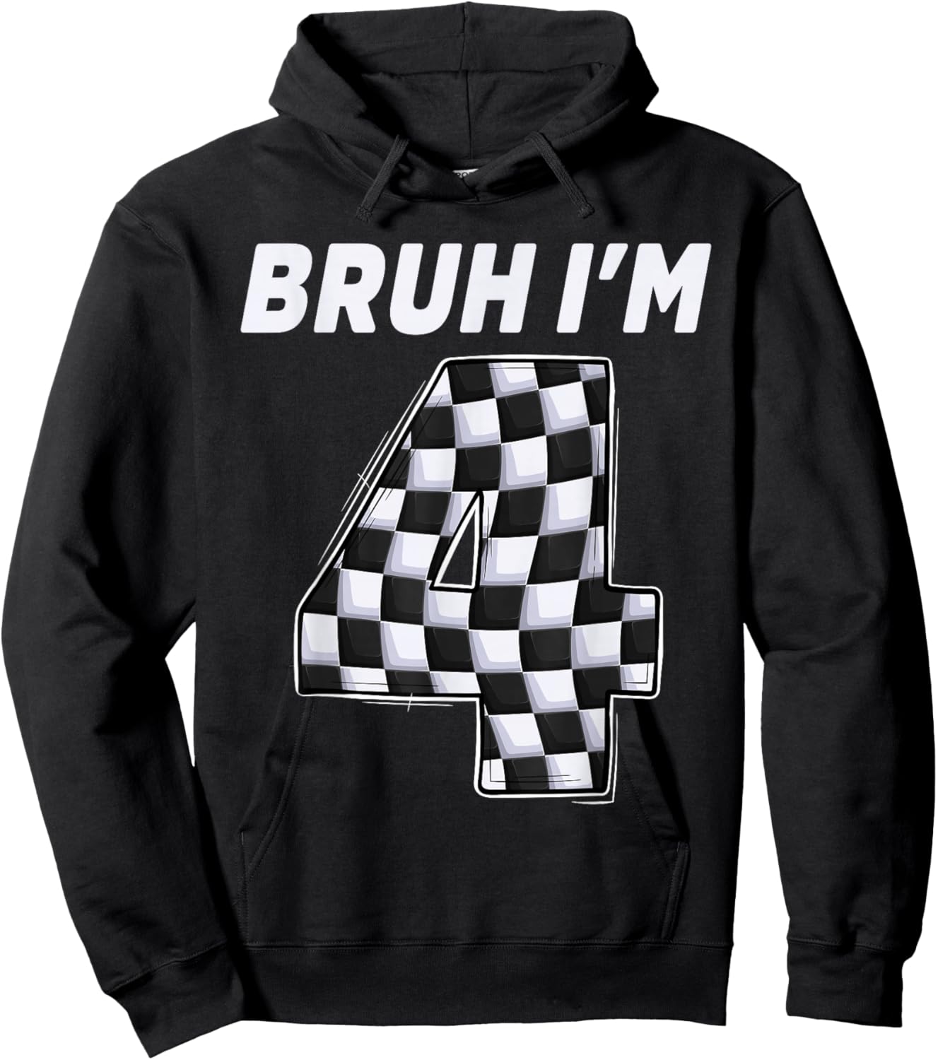 Bruh I'm 4 Year Old Boy Two car Racing 4th Birthday Race car Hoodie - Hoodie | Black
