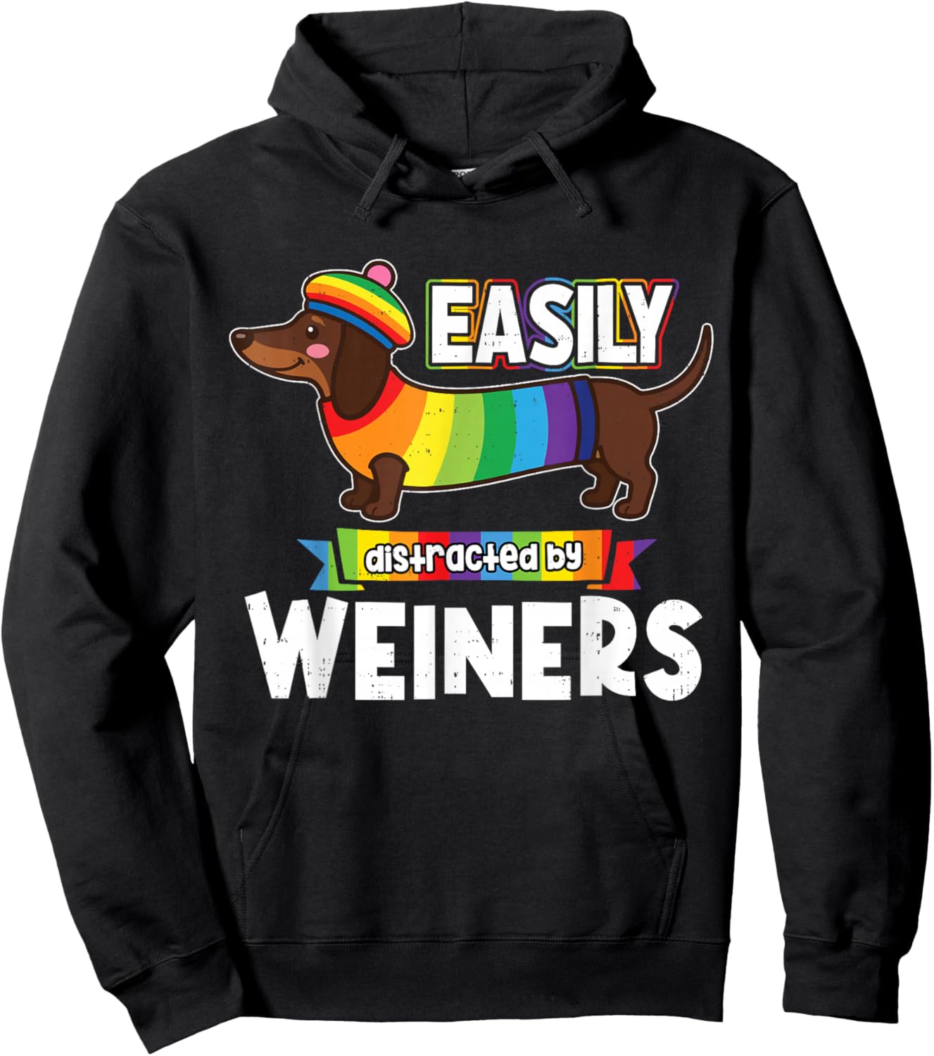 Funny Rainbow LGBT Love Weiners Dog Lover Gay Pride Ally Men Hoodie - Hoodie | Black