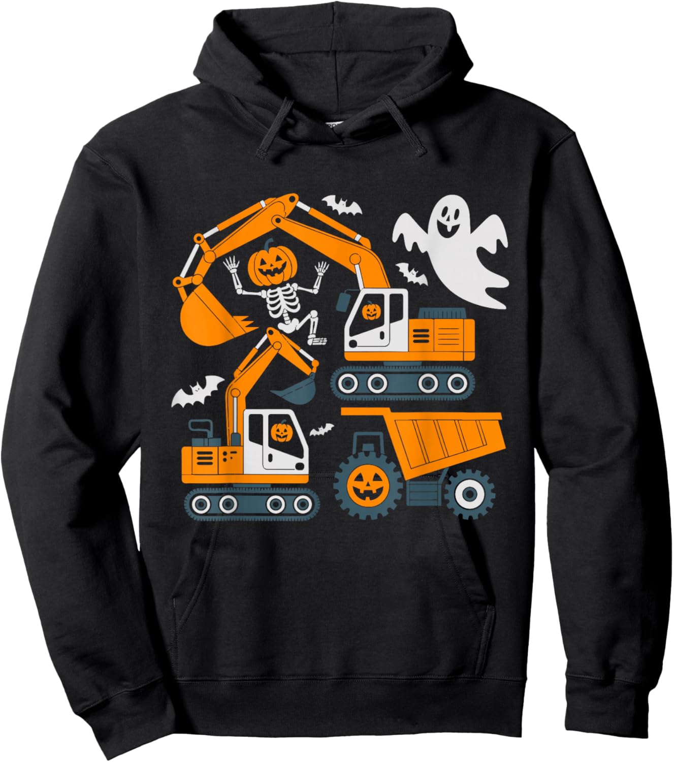 Construction Trucks Funny Spooky Halloween Costumes Toddler Hoodie - Hoodie | Black
