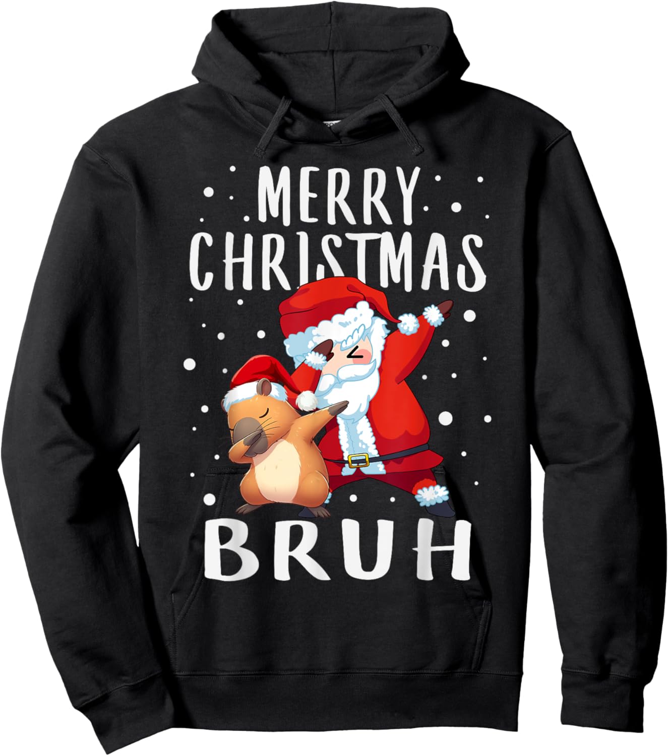 Dabbing Santa Claus Capy Merry Christmas Bruh Boy Girl Funny Hoodie - Hoodie | Black