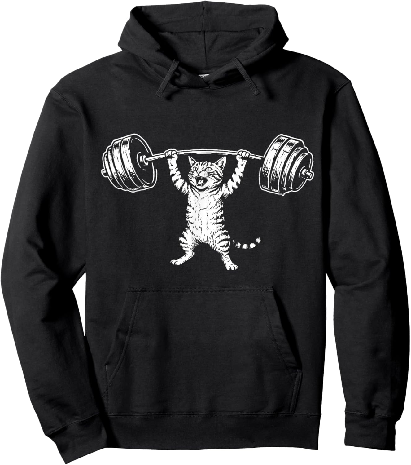 Funny Cat Gym Deadlift Workout Humor Design Hoodie - Hoodie | Black