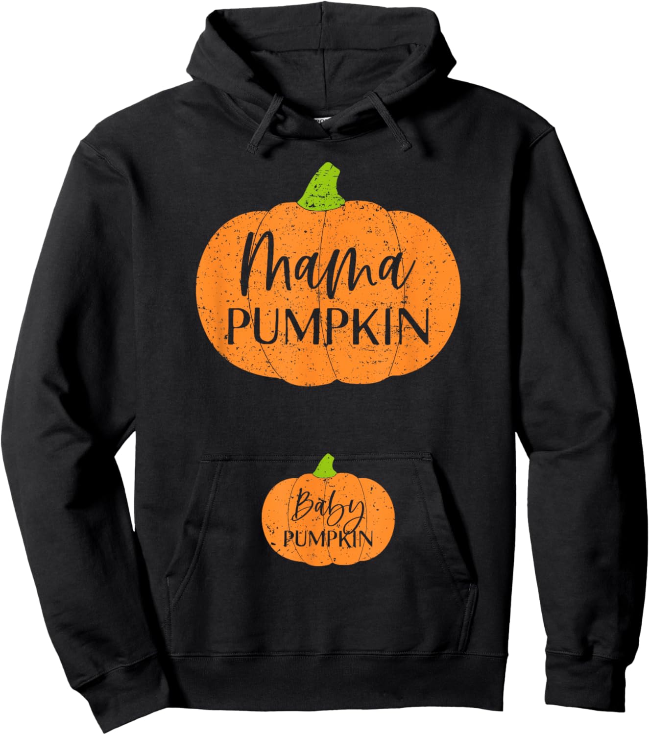 Fall Halloween Thanksgiving Mama and Baby Pumpkin Mom Mommy Hoodie - Hoodie | Black