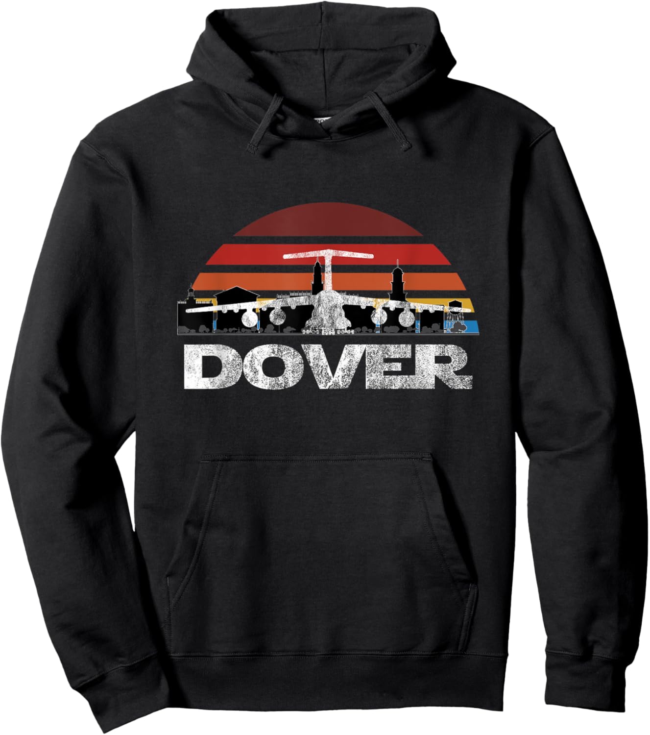C-5 Galaxy Vintage Sunset Airlift Cargo Airplane Hoodie - Hoodie | Black