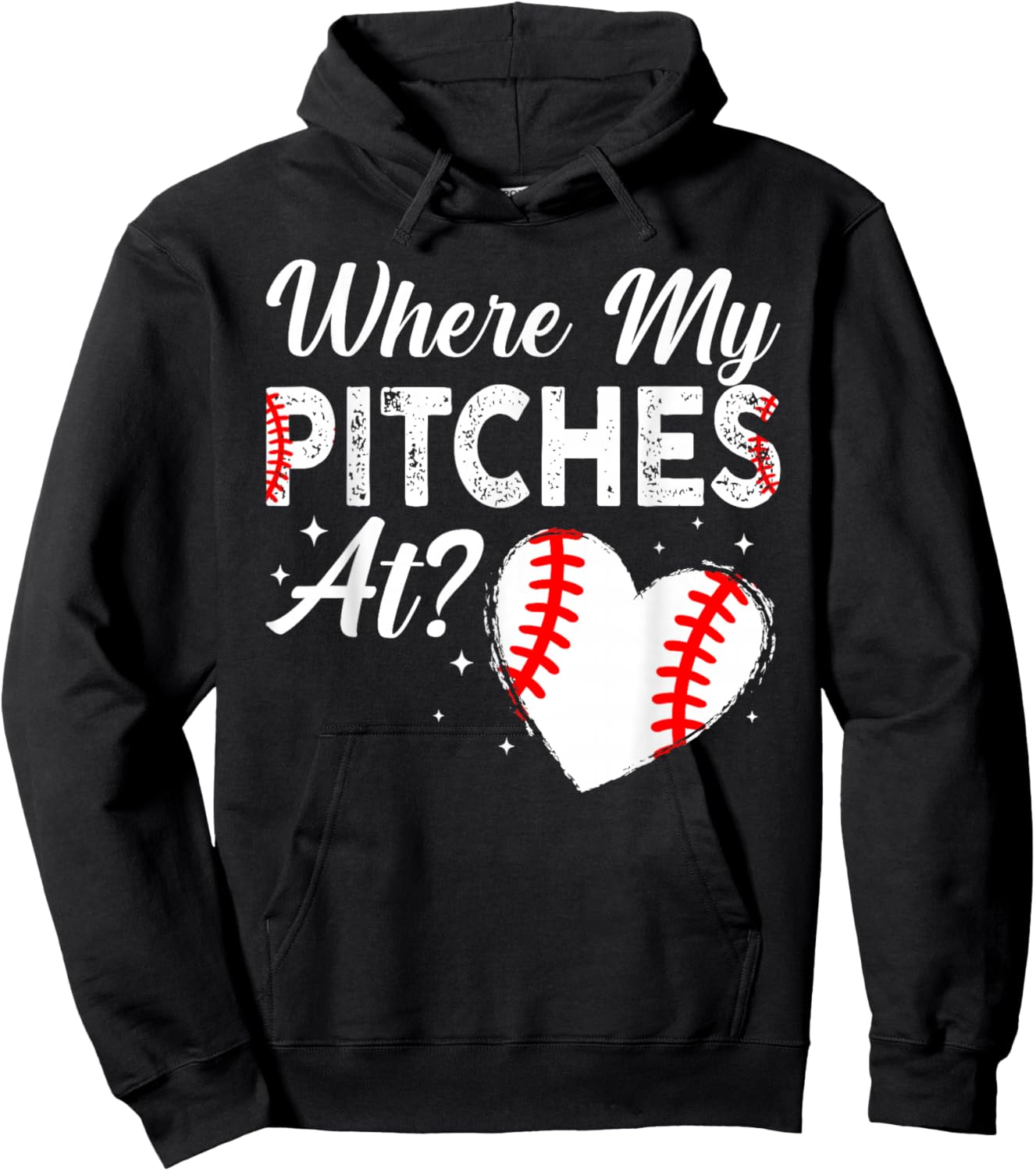 Where My Pitches At Funny Mom Baseball Softball Hoodie - Hoodie | Black