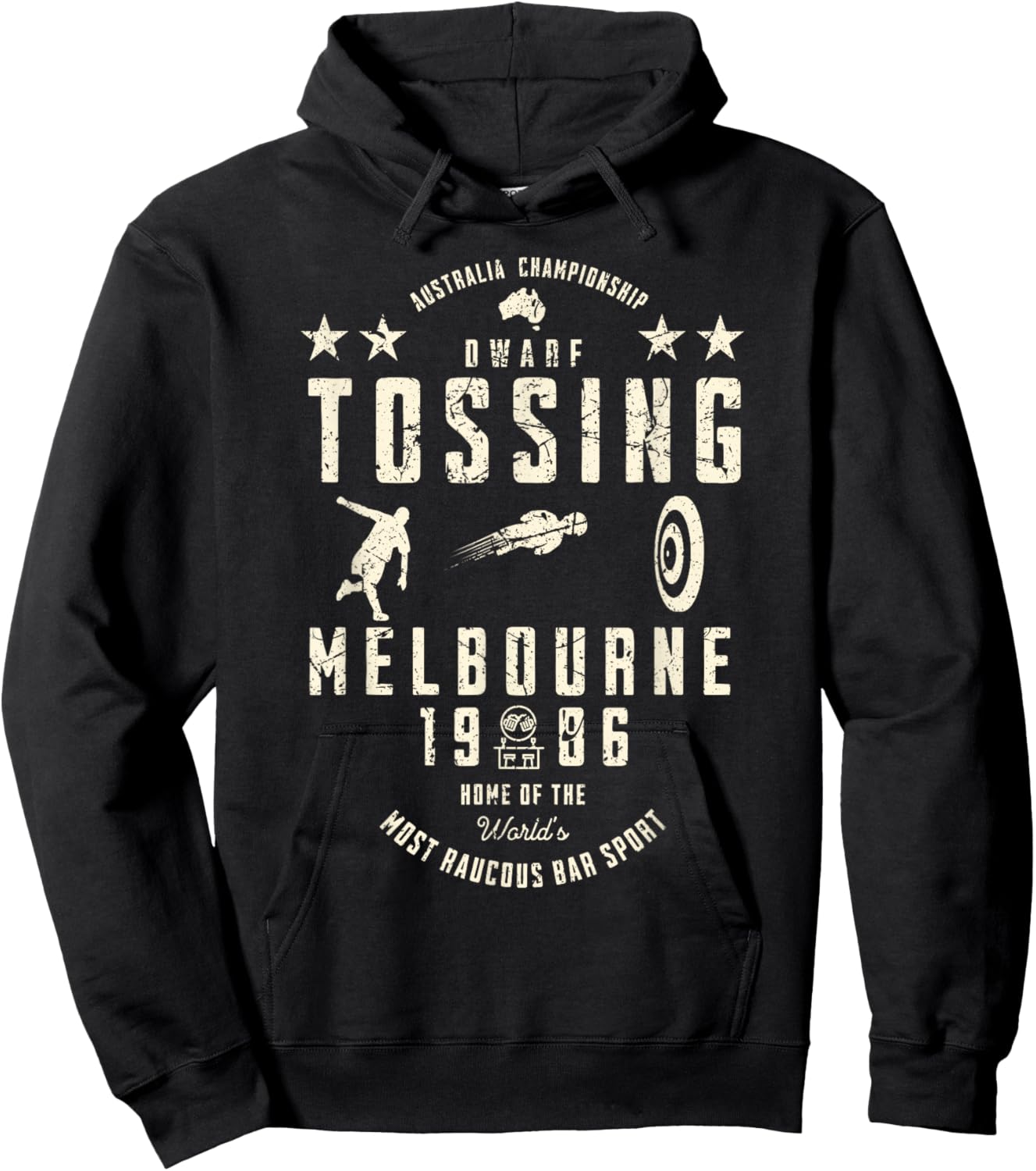 Australia Championship Dwarf Tossing Melbourne 1986 Funny Hoodie - Hoodie | Black