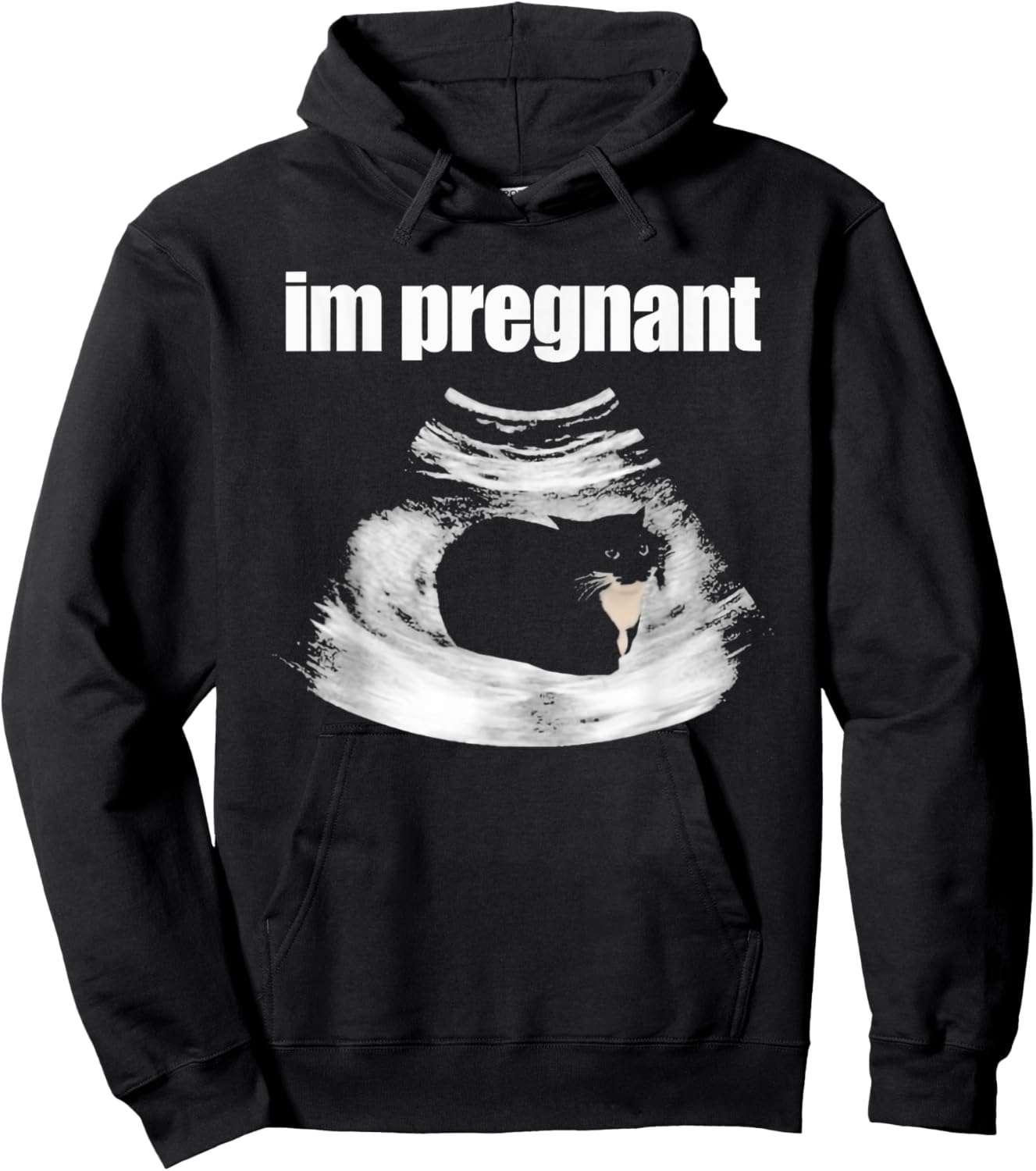 I’m Pregnant Cat Funny Cat Mom Pregnancy Black Kitten Women Hoodie - Hoodie | Black