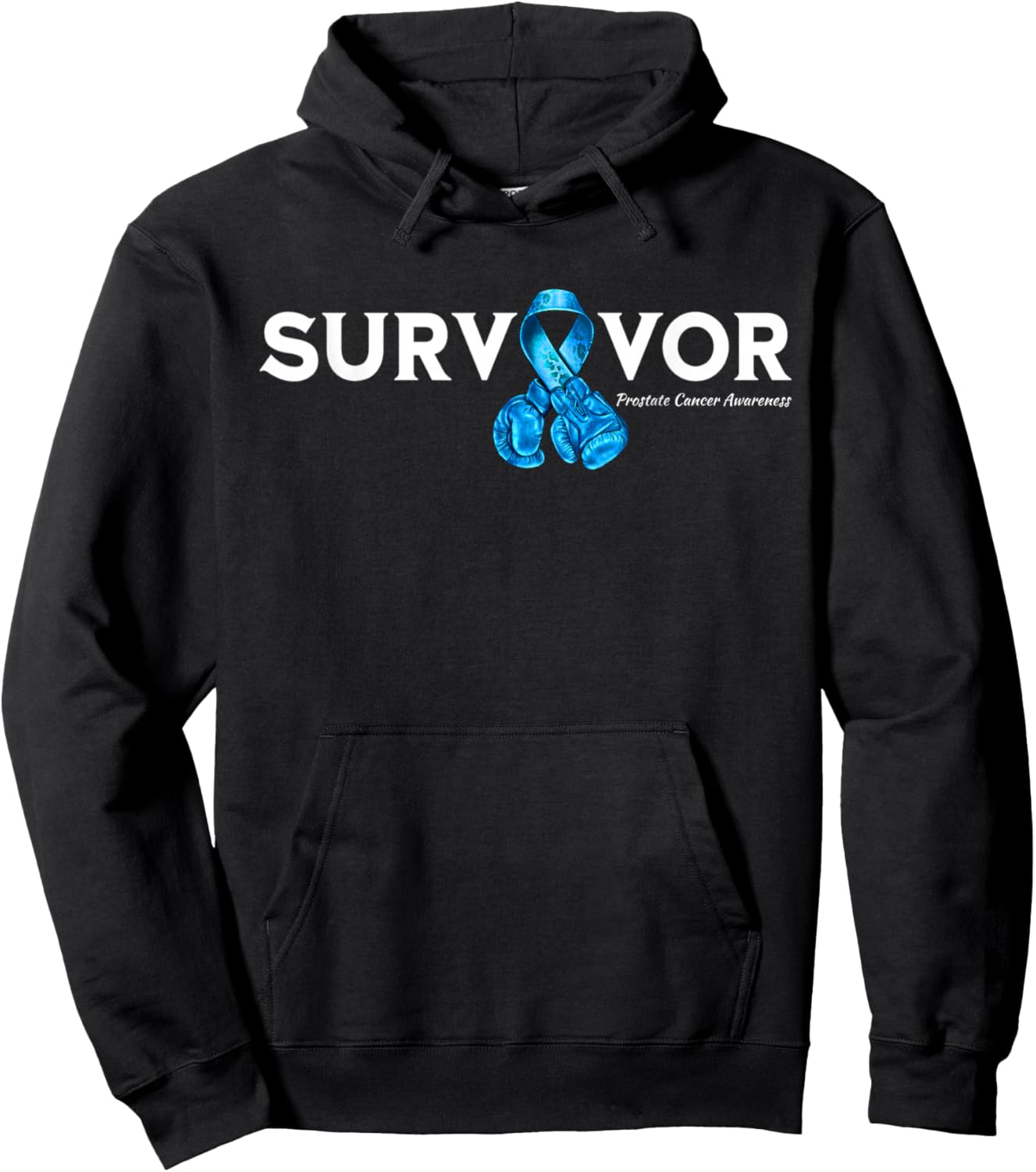Family Prostate Cancer Awareness Light Blue Ribbon Survivor Hoodie - Hoodie | Black