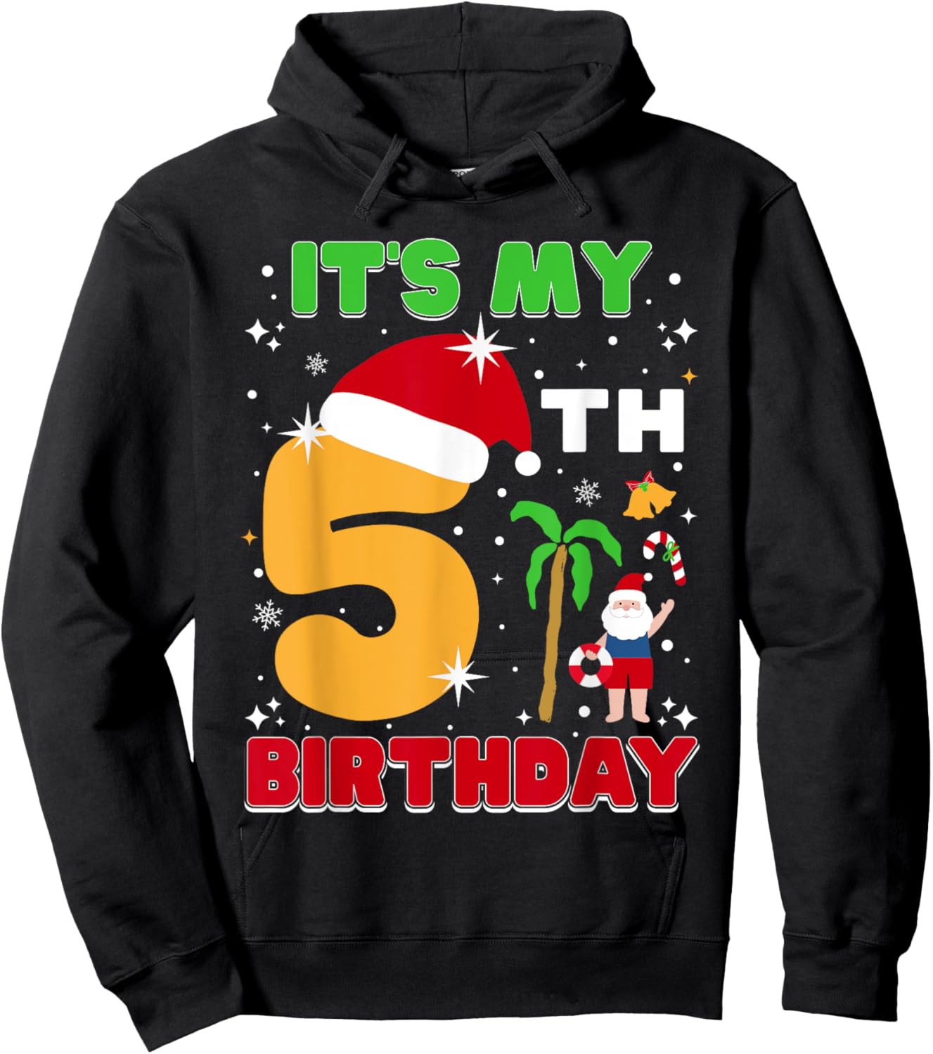It's My 5th Birthday Summer Xmas 5 Years Old Kids Girls Boys Hoodie - Hoodie | Black
