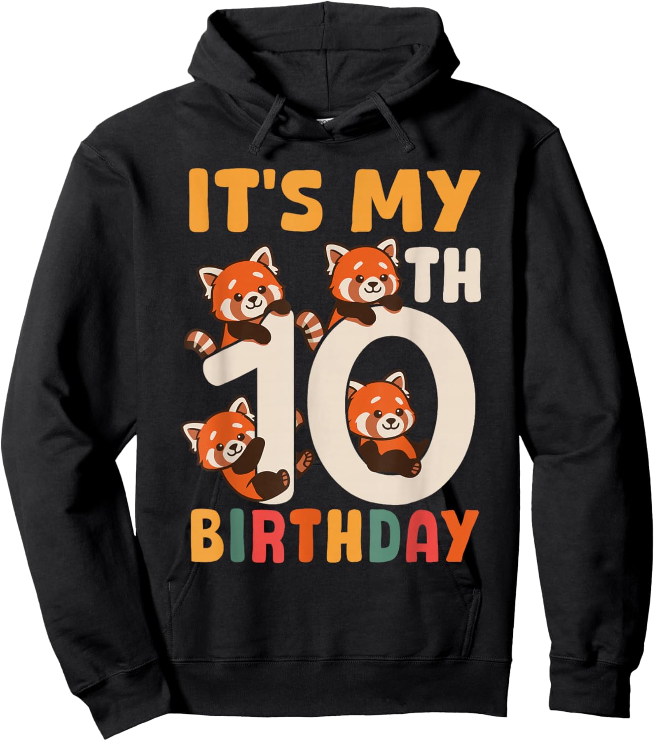 Red Panda 10 Year Old 10th Birthday Hoodie - Hoodie | Black