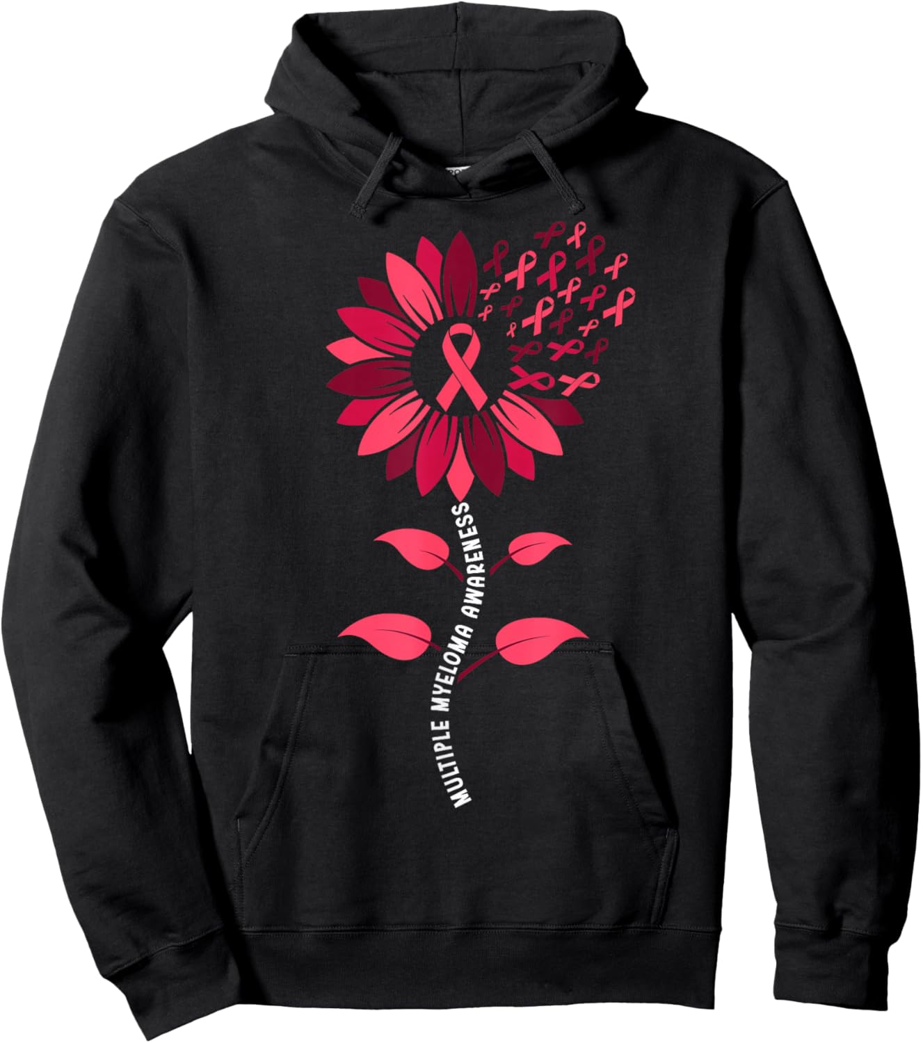 Sunflower Multiple Myeloma Awareness Burgundy Ribbon Hoodie - Hoodie | Black