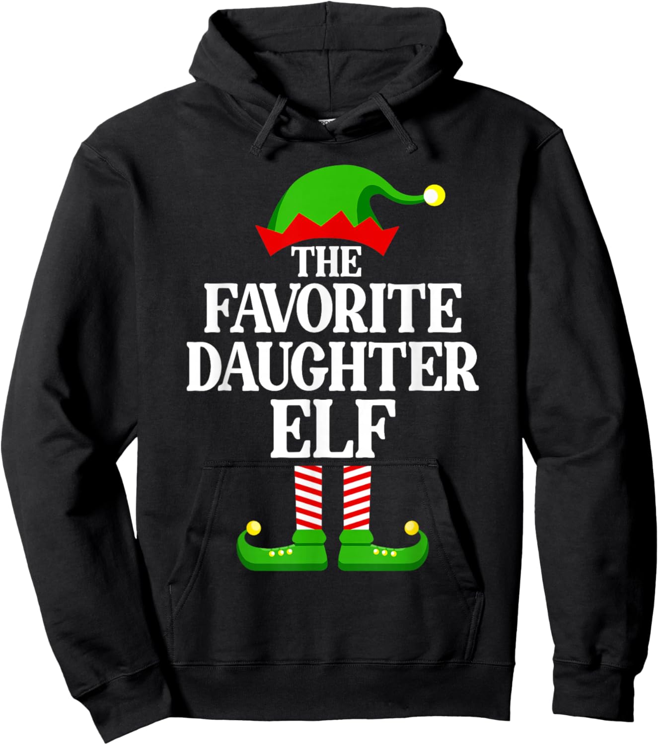 Favorite Daughter Elf Family Matching Group Funny Christmas Hoodie - Hoodie | Black