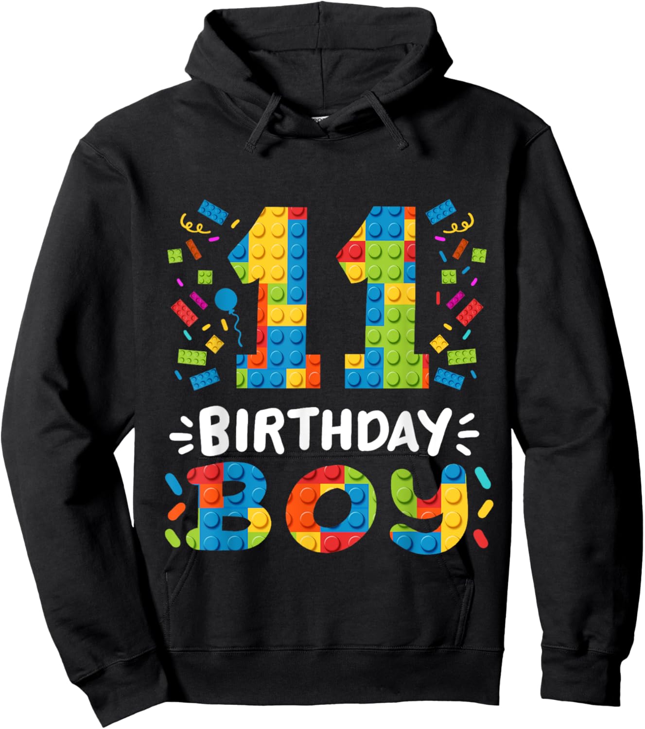 Kids 11 Years Old Building Blocks Builder 11th Birthday Boys Hoodie - Hoodie | Black
