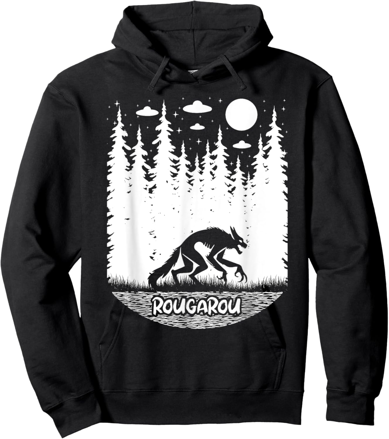 Funny Cryptid Rougarou Ufos Folklore Creature Cryptozoology Hoodie - Hoodie | Black