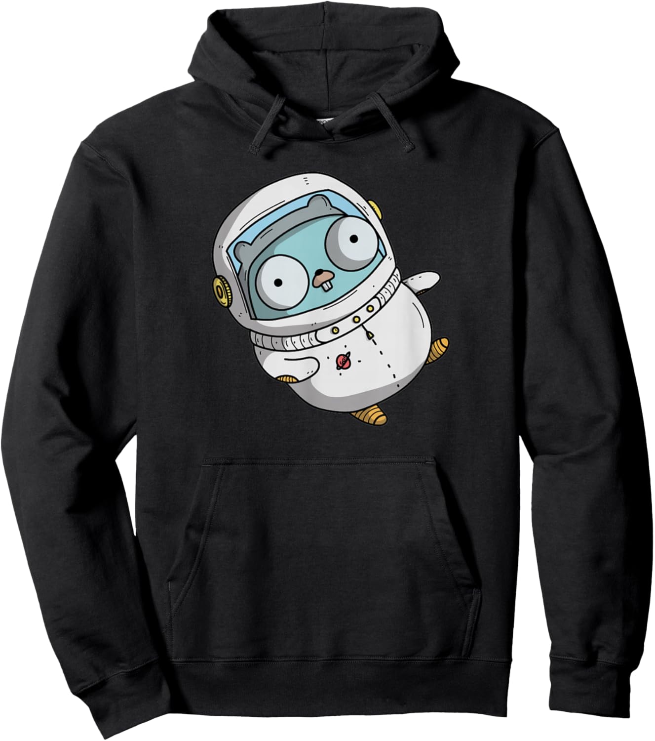 Astronaut Gopher - Fun Programmer Developer GO lang Logo Hoodie - Hoodie | Black