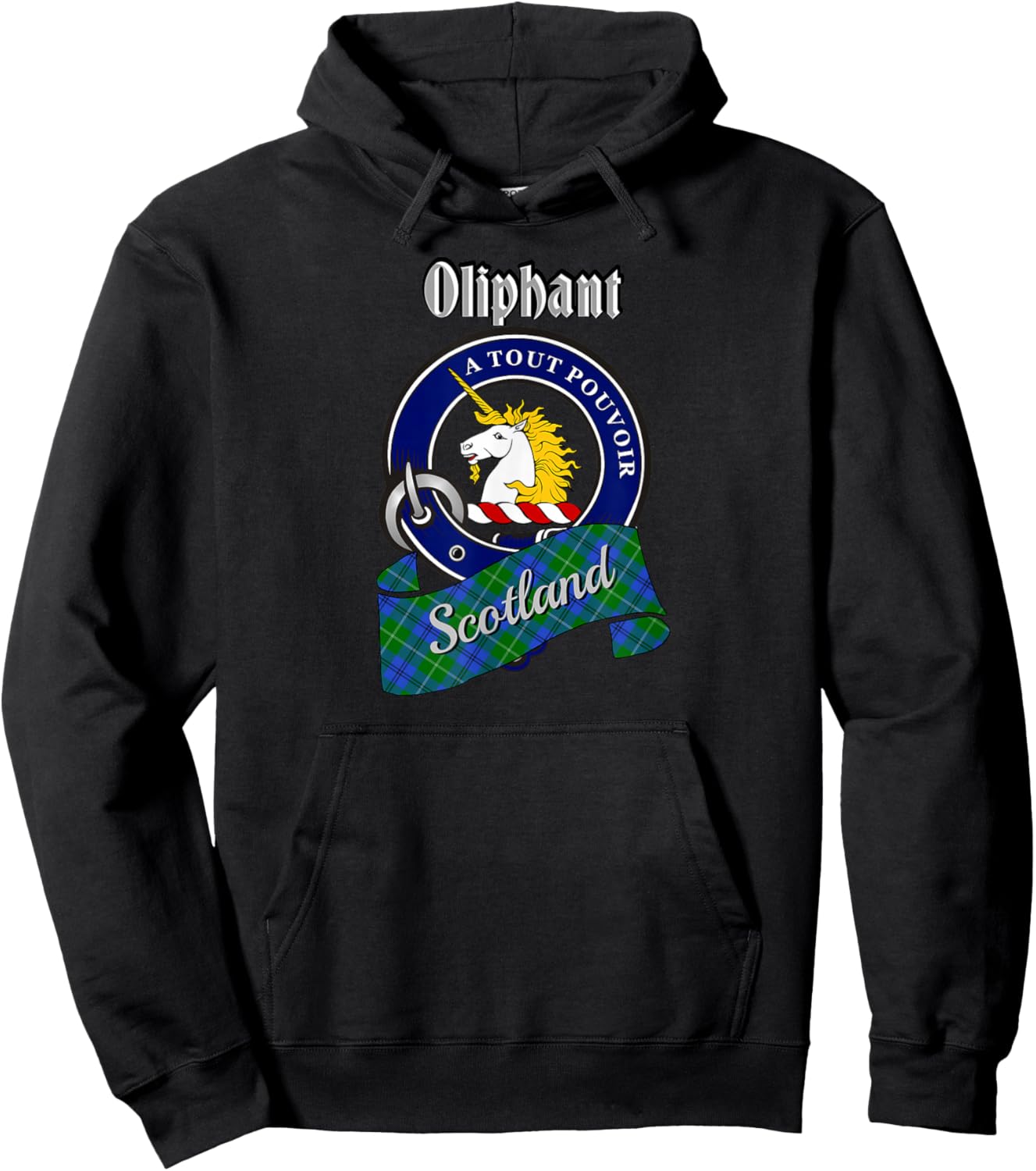 Oliphant Scottish Clan Badge & Tartan Hoodie - Hoodie | Black