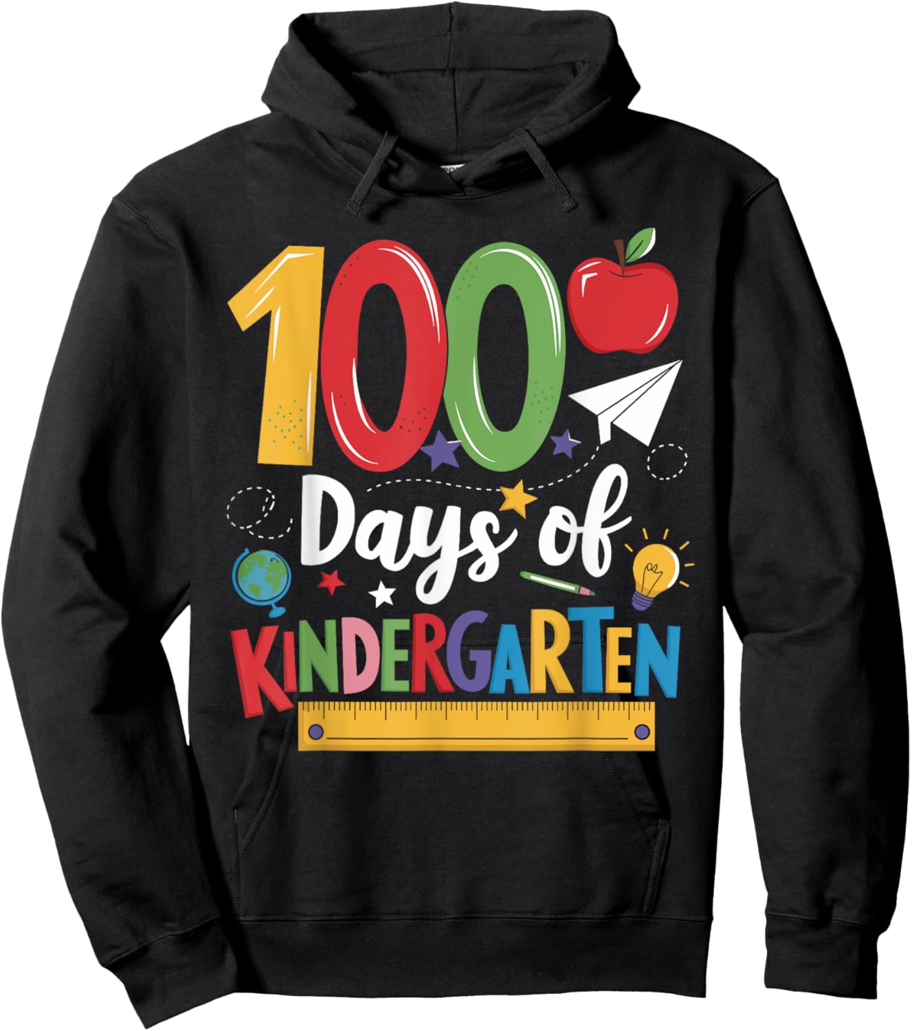 100 Days Of Kindergarten School 100th Days Of School Kids Hoodie - Hoodie | Black