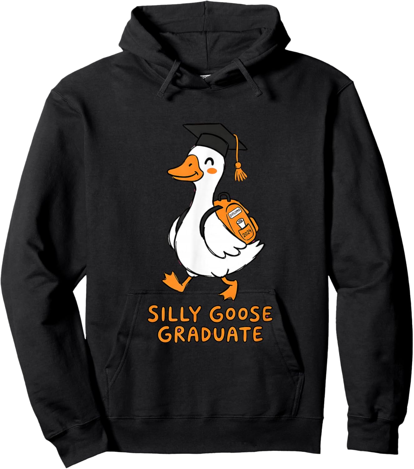 Silly Goose Graduate Graduation Cap Diploma Hoodie - Hoodie | Black