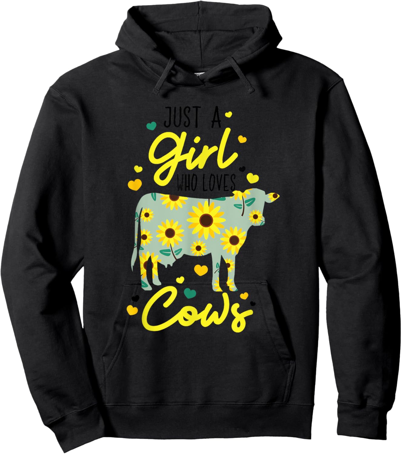 Just A Girl Who Loves Cows Funny Floral Heifer Farmer Lovers Hoodie - Hoodie | Black
