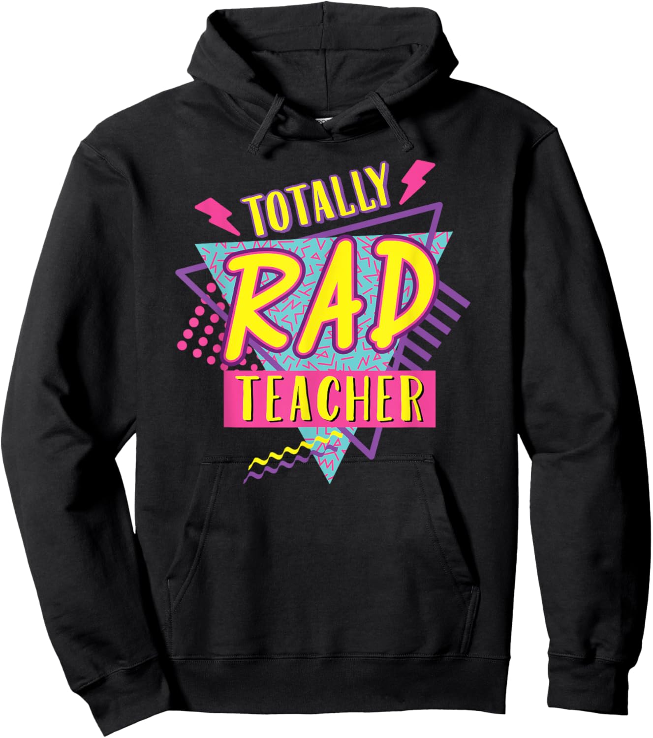 Teacher 90's Totally Rad Teacher Vintage 1990s Nostalgic Hoodie - Hoodie | Black