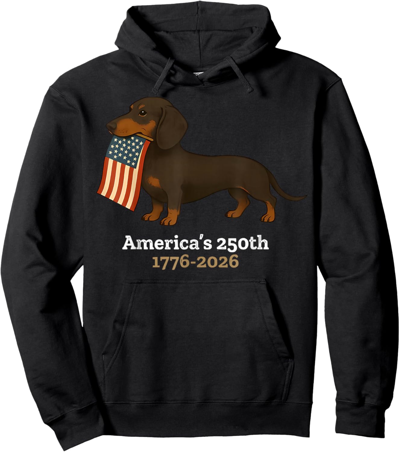 America’s 250th 1776 2026 Dachshund Dog USA Flag America Hoodie - Hoodie | Black