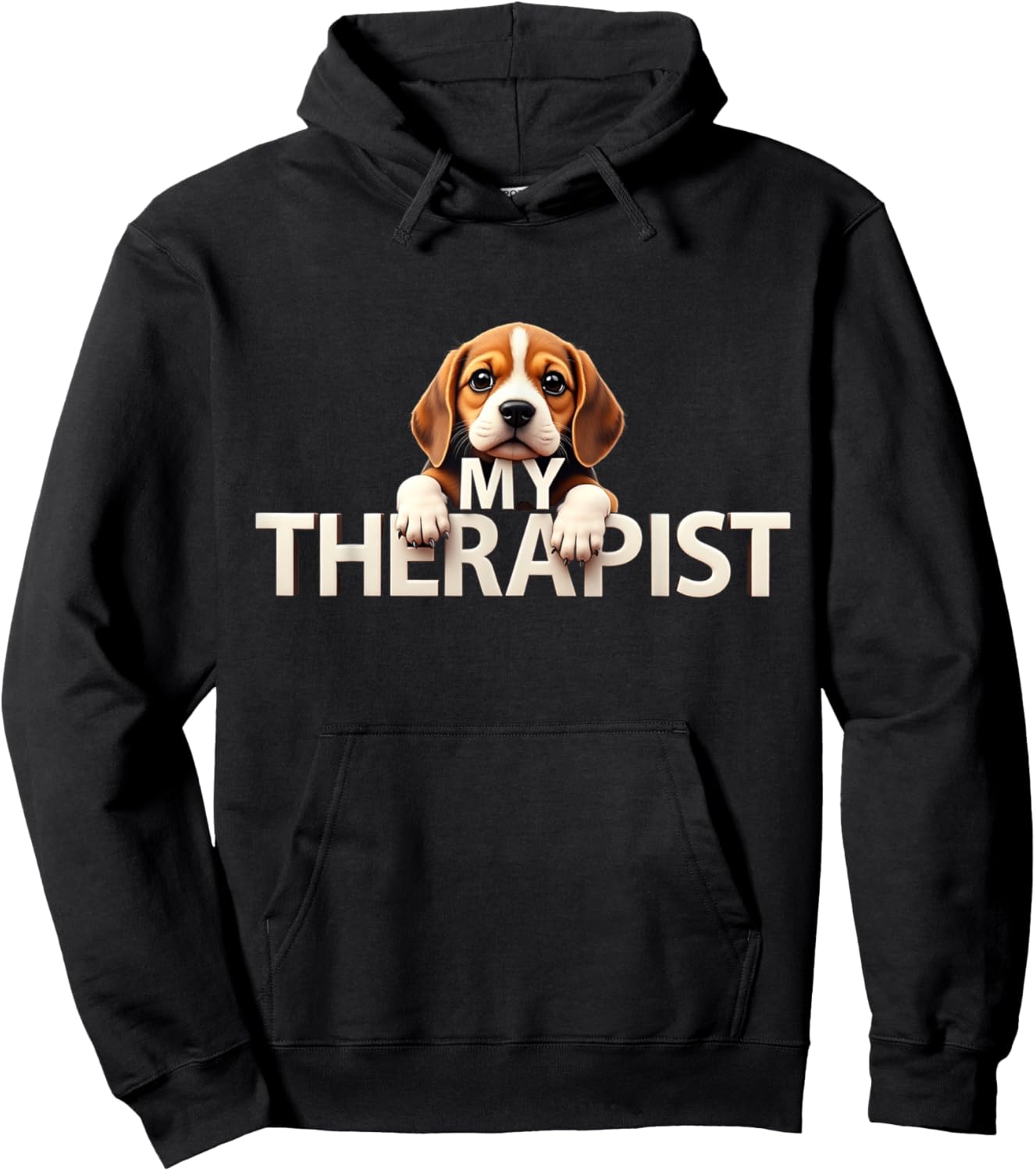 Funny Beags Puppy My Therapist Beagle Dog Hoodie - Hoodie | Black