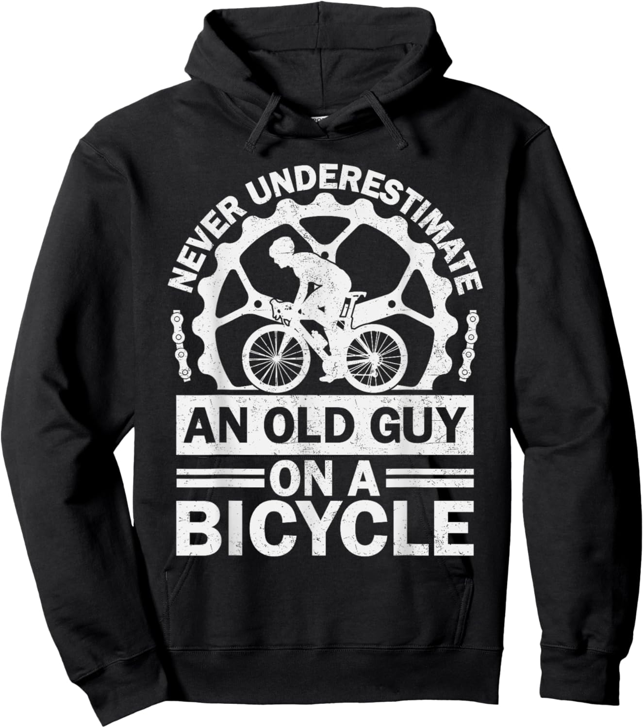 Never Underestimate An Old Guy On A Bicycle Funny Cycling Hoodie - Hoodie | Black