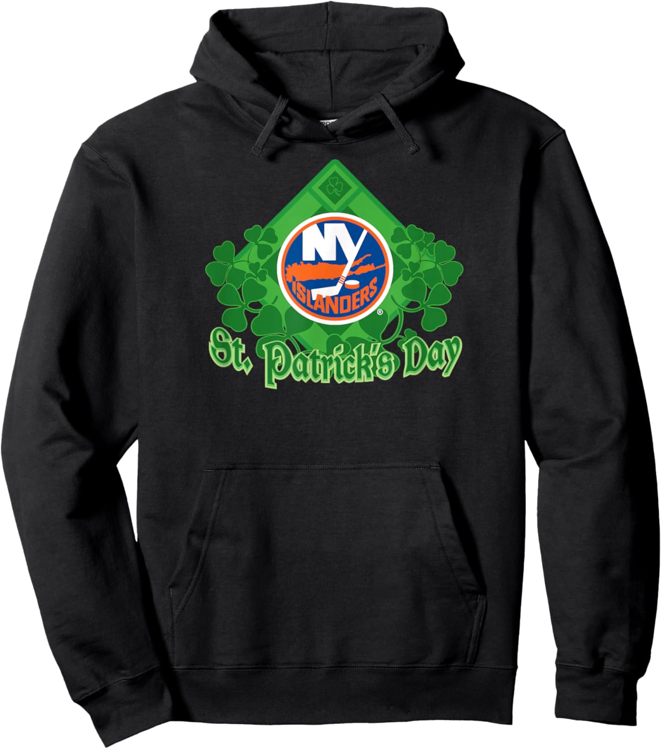 New York Islanders St. Patrick's Day Black NHL Licensed Hoodie - Hoodie | Black