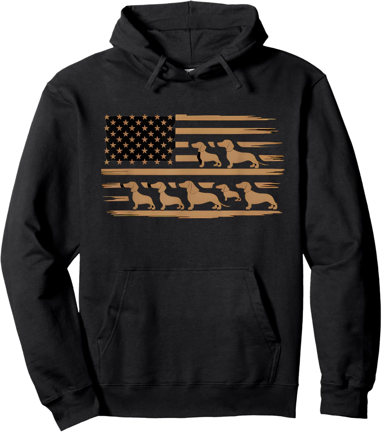 American USA Flag Patriotic Dachshund Dog Dad Fathers Day Women Kids Hoodie - Hoodie | Black