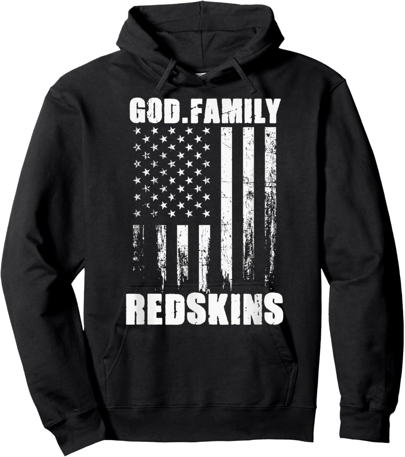 Bryan County Redskins God. Family. Vintage USA Flag Hoodie - Hoodie | Black