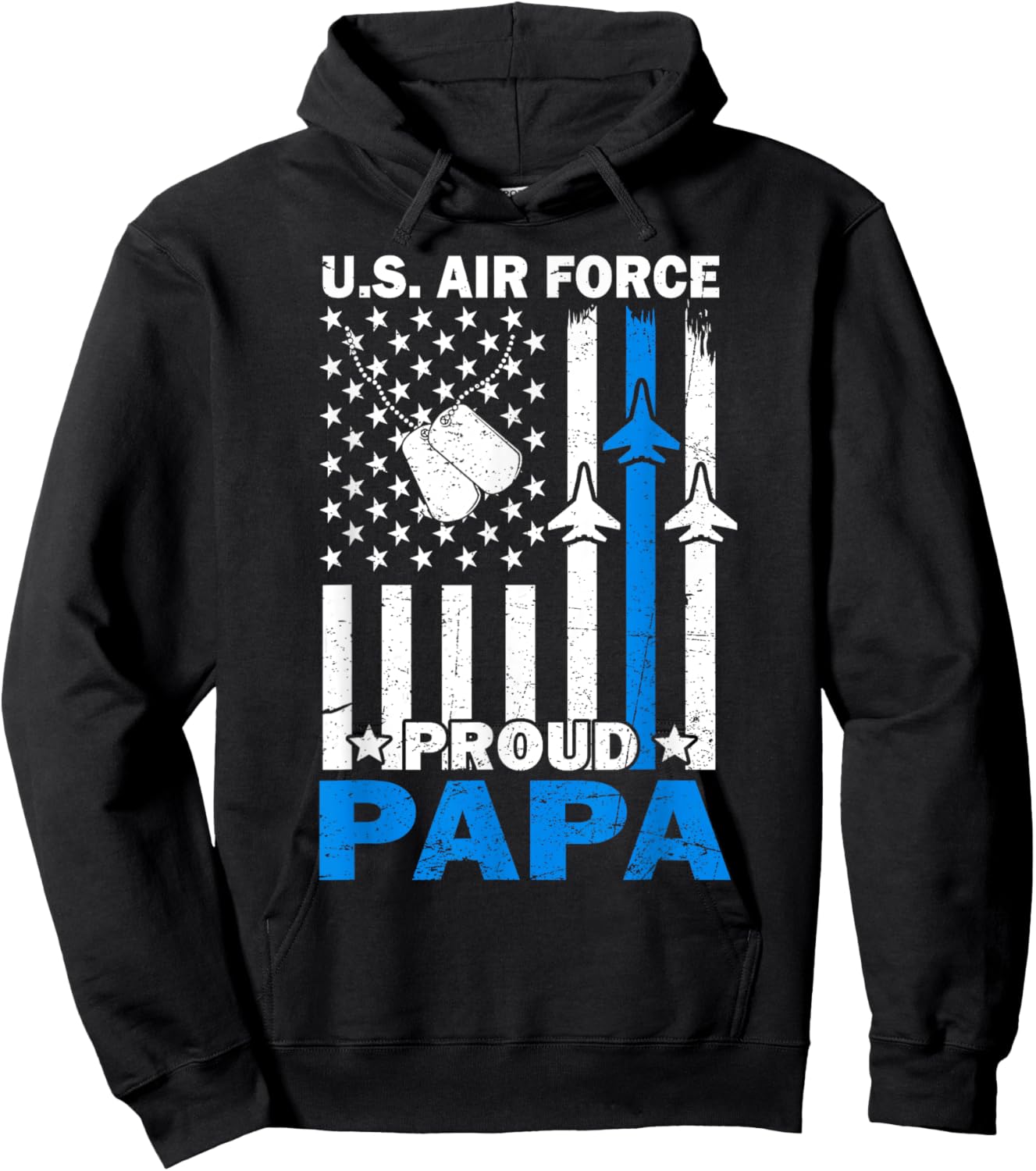 US Air Force USAF Veteran Proud Papa Family Matching Hoodie - Hoodie | Black