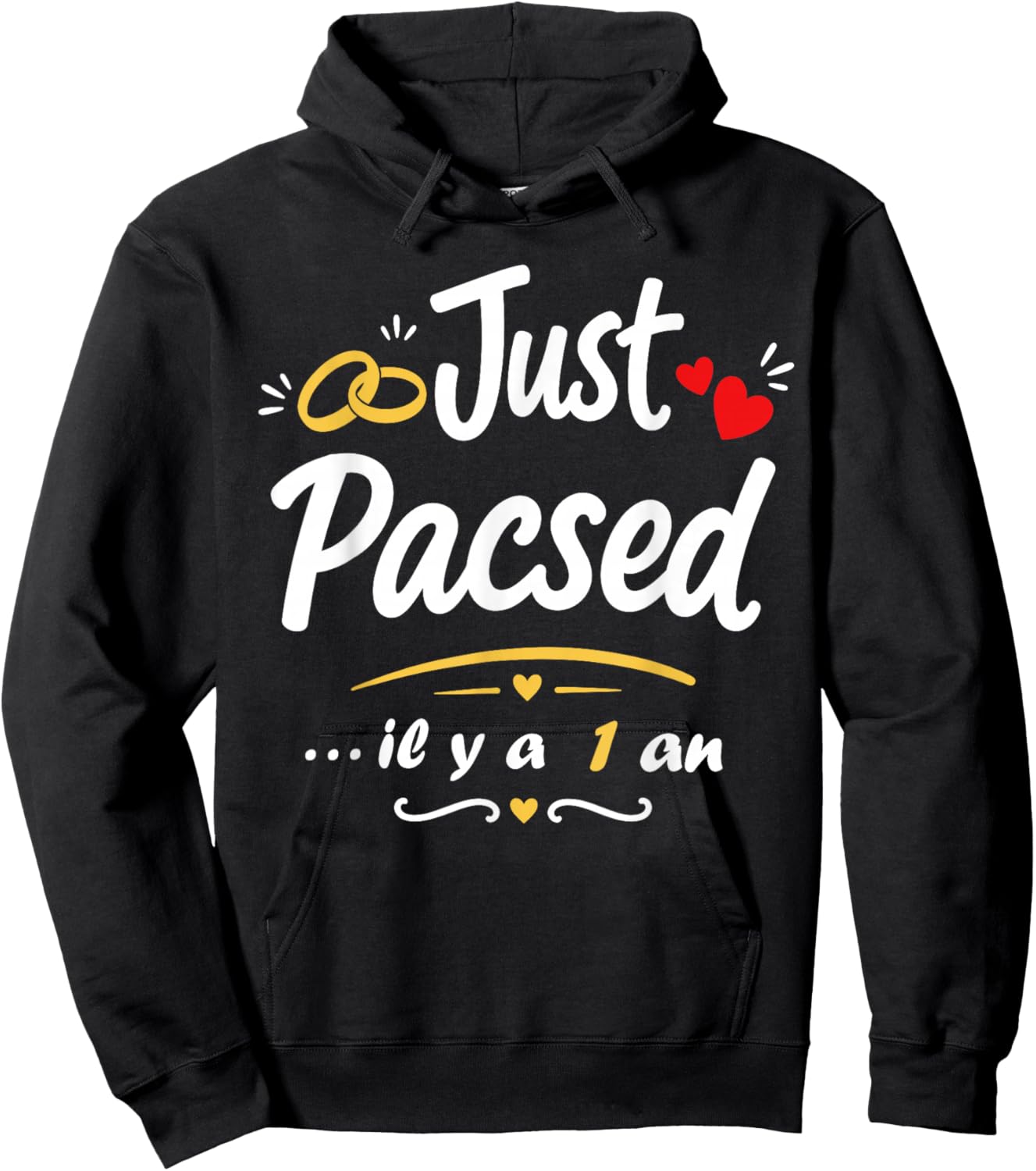 Amour 1 an Rencontre Couple Anniversaire 1 an de pacs Hoodie - Hoodie | Black