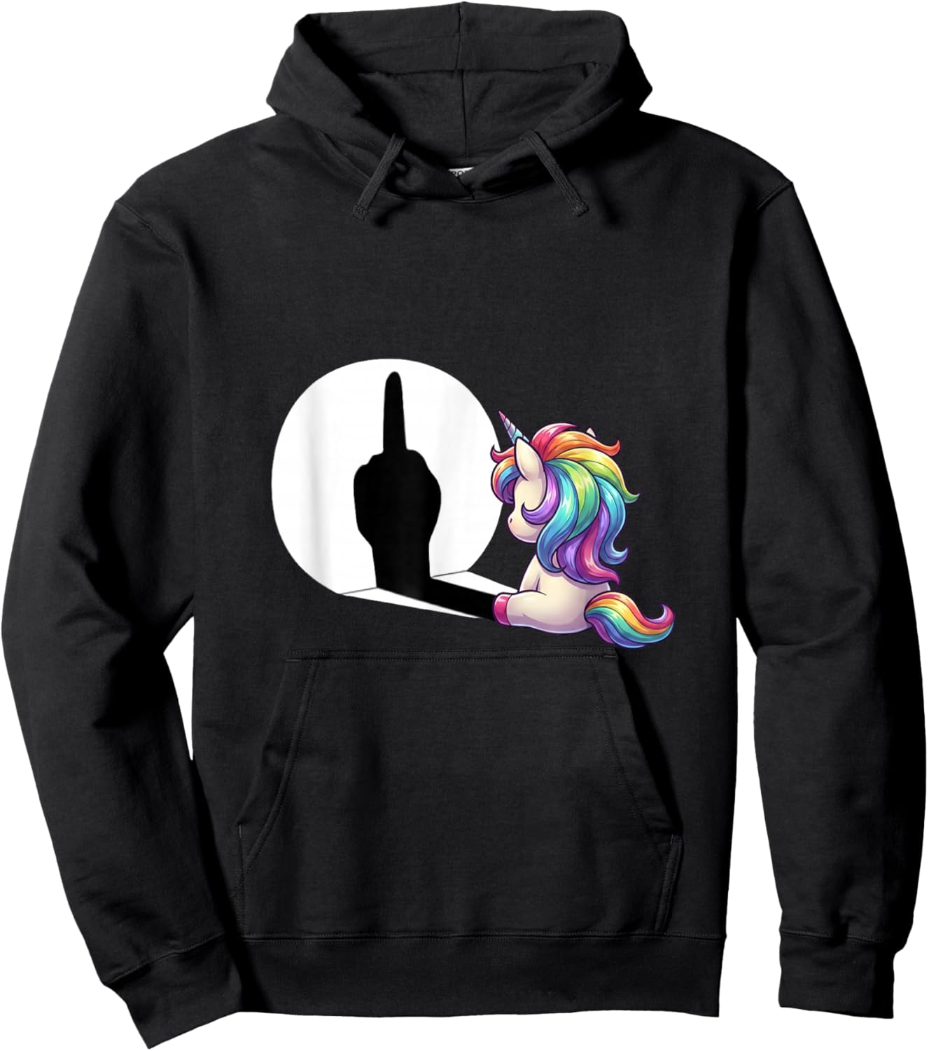 Funny Unicorn with Middle Finger - Morgenmuffel Hoodie - Hoodie | Black