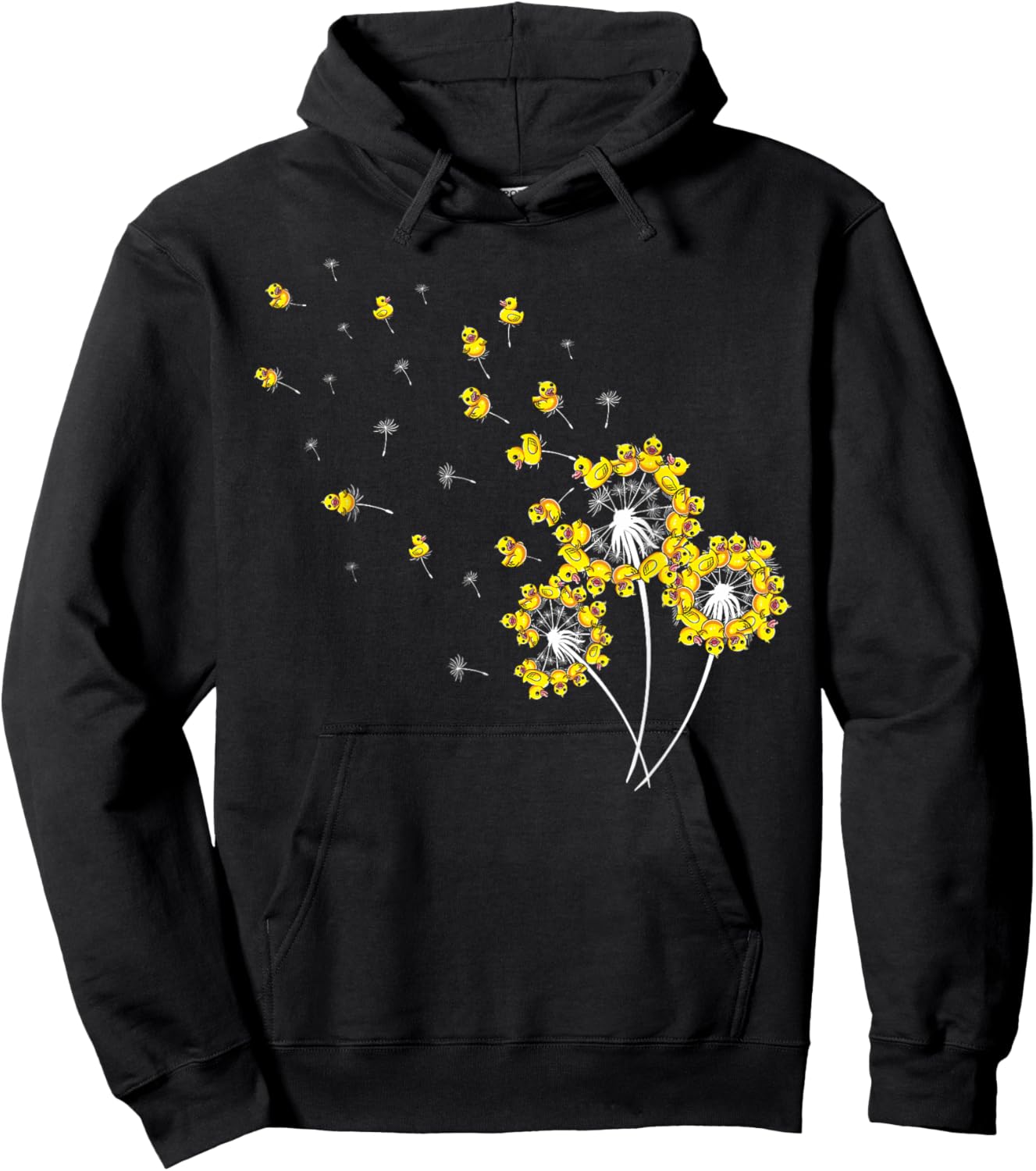 Rubber Duck Dandelions Cute Rubber Duckie Bath Toy Funny Hoodie - Hoodie | Black