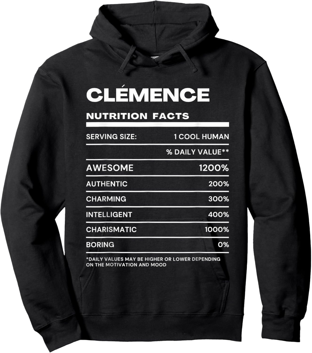 Clemence Nutritive Value Funny Name Hoodie - Hoodie | Black