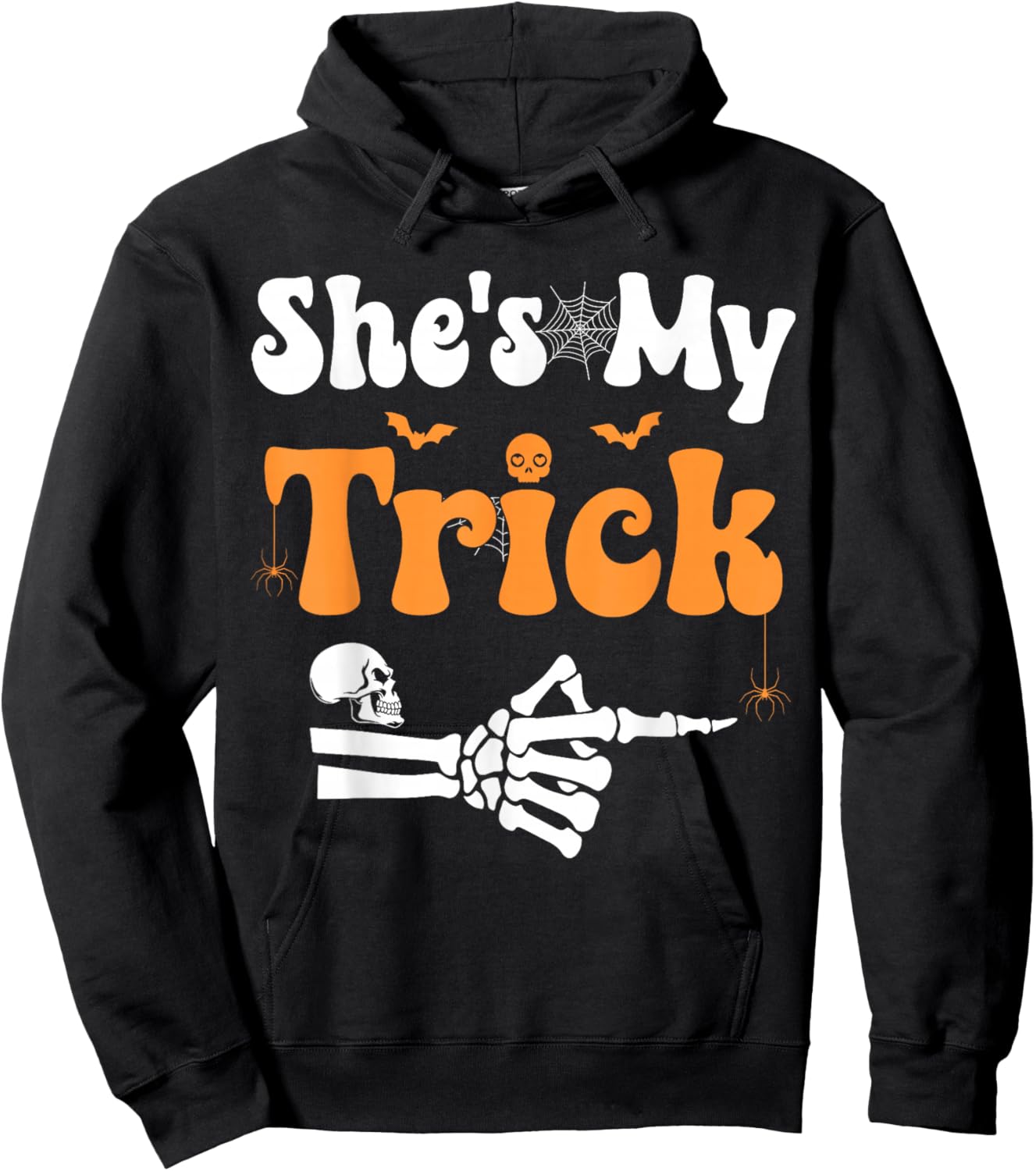She's My Trick Skeleton Couples Matching Couple Halloween Hoodie - Hoodie | Black