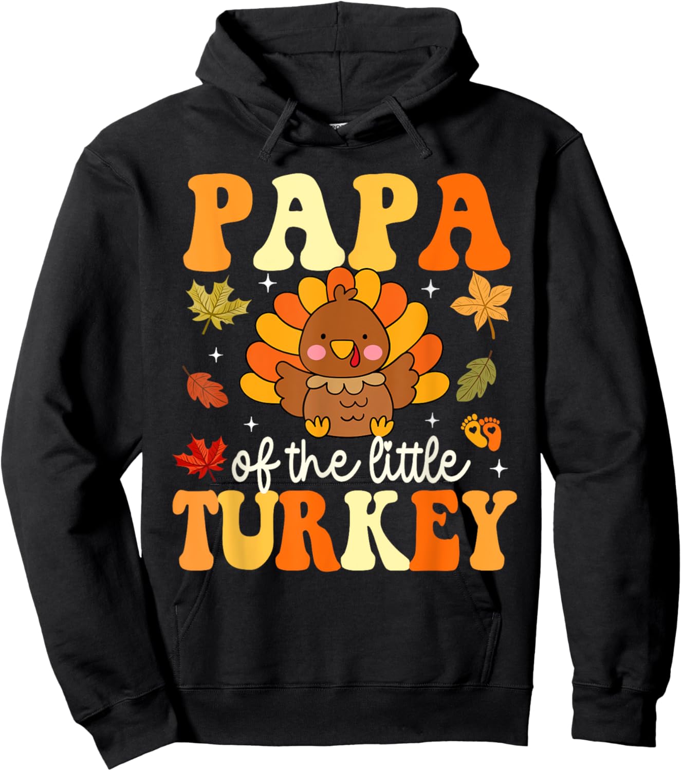 Papa of the Little Turkey Thanksgiving Theme Baby Shower Hoodie - Hoodie | Black