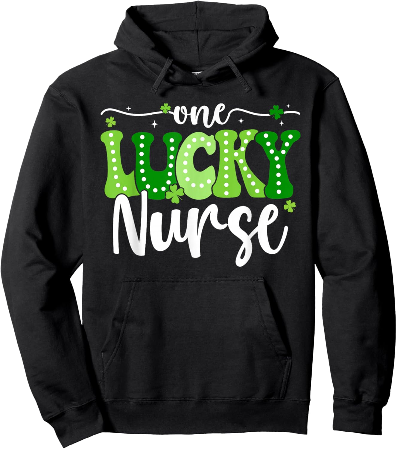 One Lucky Nurse Groovy Retro Nurse St Patrick's Day Hoodie - Hoodie | Black