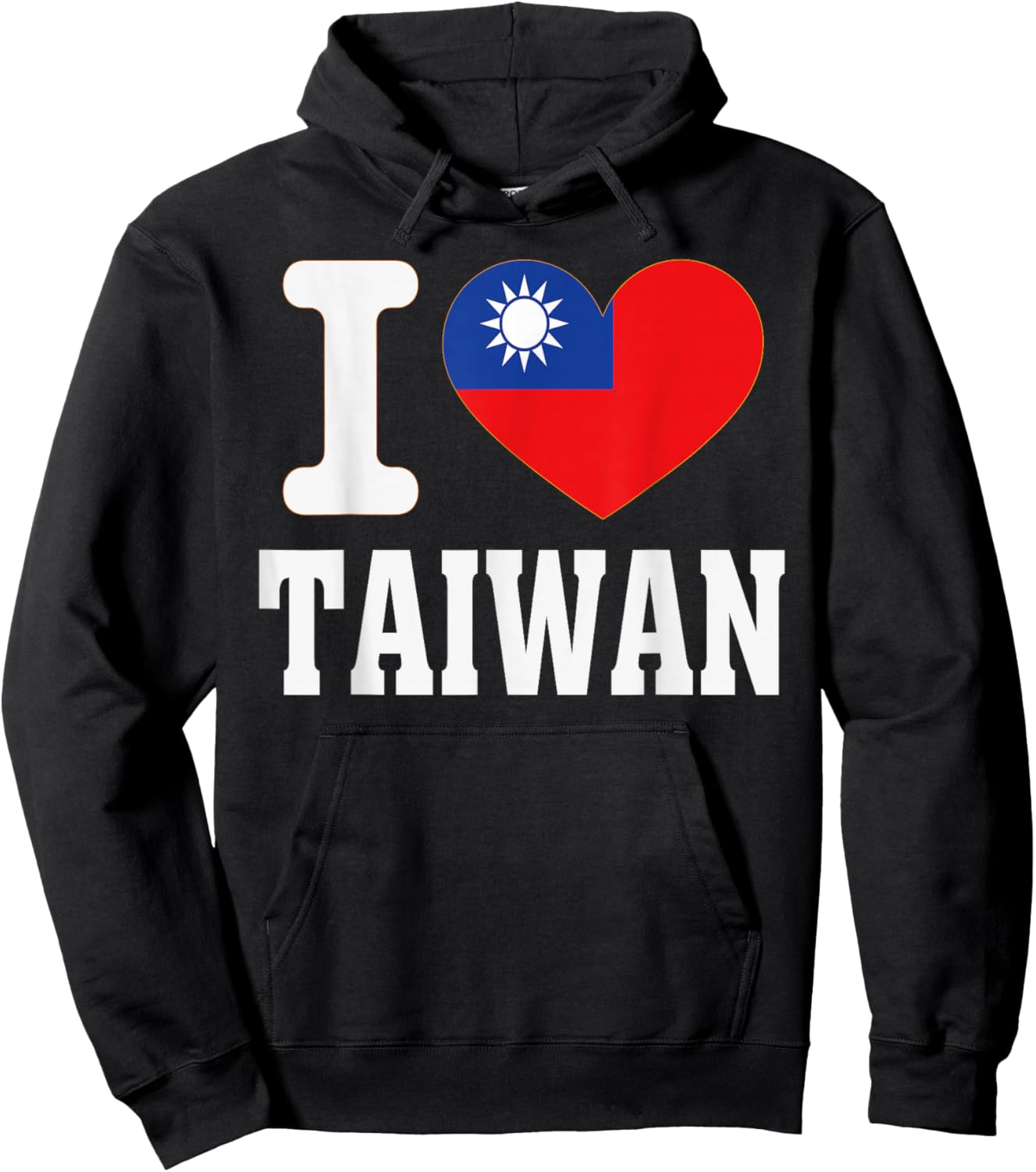 I Love Taiwan Heart Souvenir Lovers Pride Travel Hoodie - Hoodie | Black