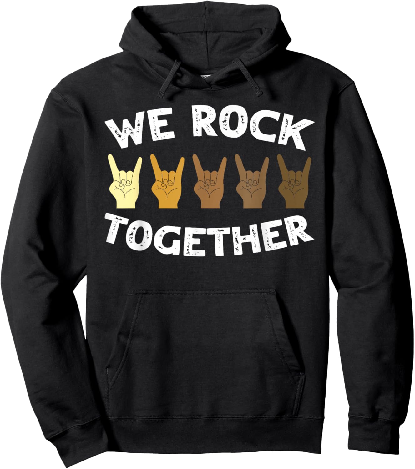 Funny We Rock Together Rocker Squelette Main Hoodie - Hoodie | Black