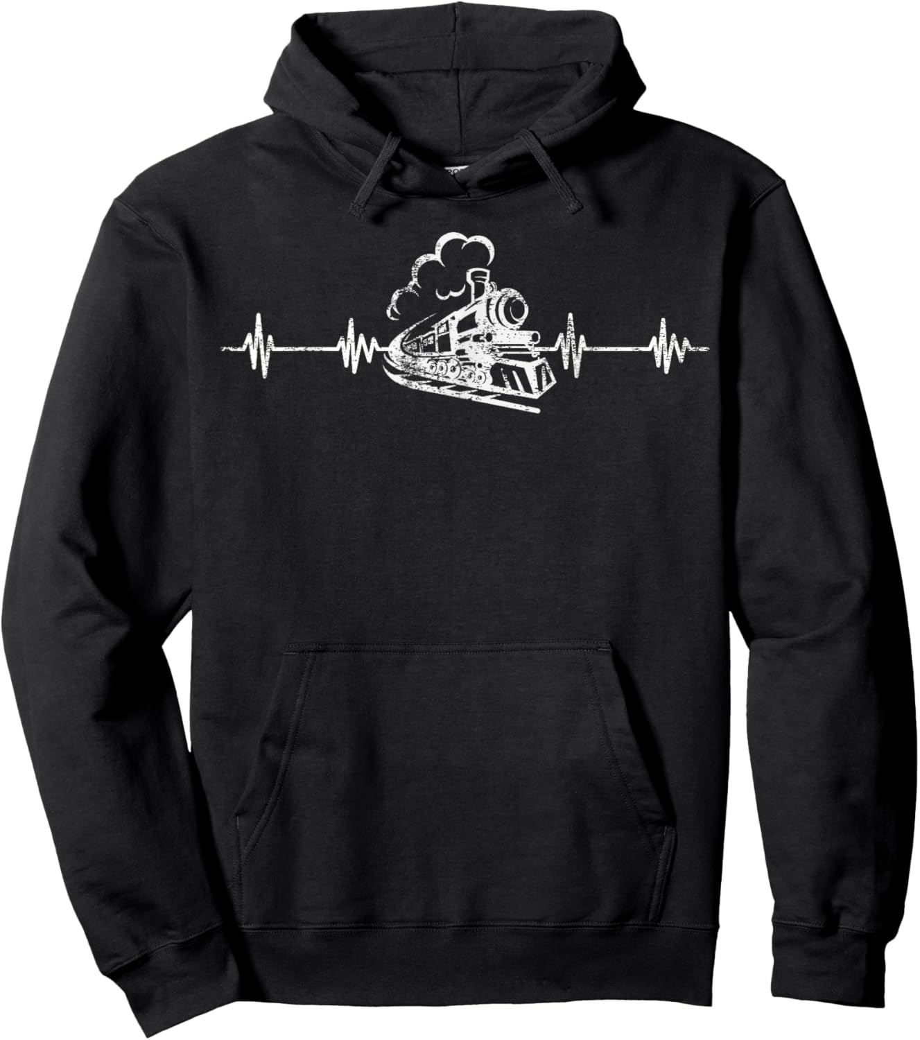 Funny Train Lover Heartbeat EKG Trains Operator Engineer Hoodie - Hoodie | Black