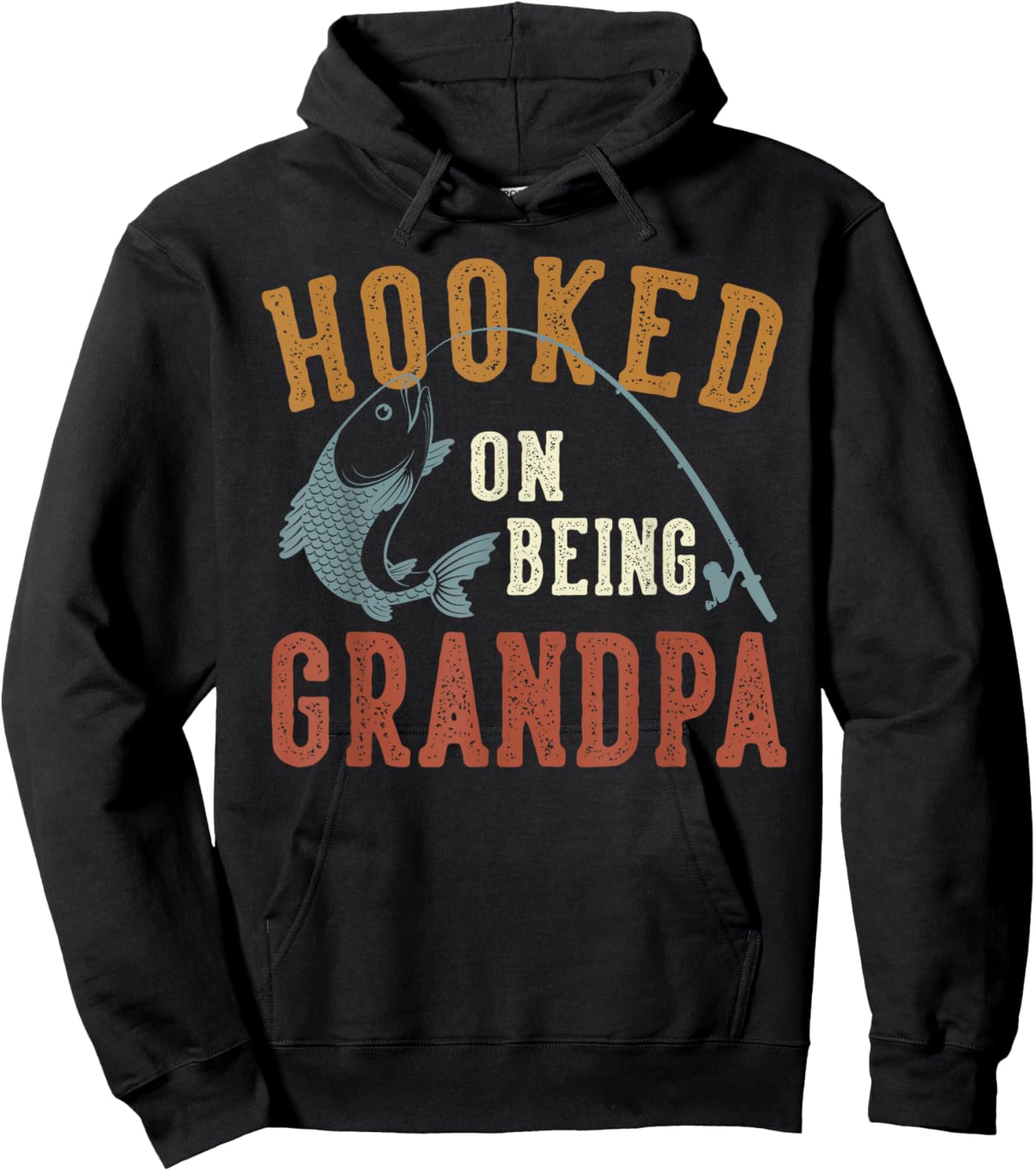 Hooked On Being Grandpa Father's Day Fishing Grandpa Hoodie - Hoodie | Black